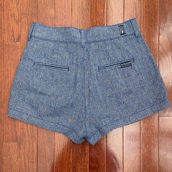 7 For All Mankind Blue High Waist Women's Shorts - Picture 8 of 9